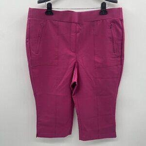 Lane Bryant Womens Plus Size 20 On-The-Go Pull-On Pedal Pants in Dark Pink